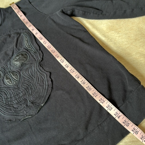 Threadbare Denim SKULL Embroidered Applique Black Pullover SWEATSHIRT - Picture 6 of 8